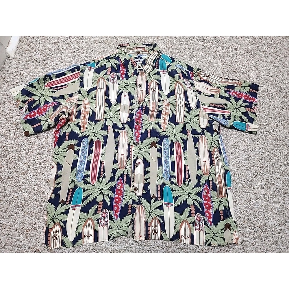 Reyn Spooner Mens Hawiian Shirt XL Floral Surfboard‎ Longboard Surf Hawaii
